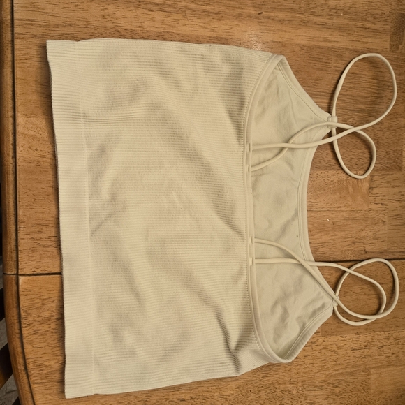 Colsie Cream Tie Front Crop Tank Top/Bralette - Picture 2 of 4